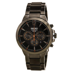 Seiko SSC323 Men's Recraft Solar Chronograph Black Dial Black IP Steel Bracelet Watch