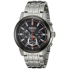 Seiko SSC389 Men's Core Solar Black Dial Steel Bracelet Chronograph Watch