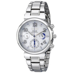 Seiko SSC863 Women's Core Solar Chronograph White Dial Stainless Steel Bracelet Watch