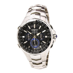 Seiko SSG009 Men's Coutura Radio Sync Solar Black Dial Steel Bracelet Chronograph World time Watch