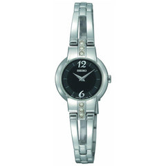 Seiko SUJG43 Women's Dress Crystal Accented Black Dial Steel Bracelet Watch