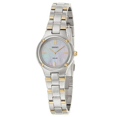 Seiko SUP066P1 Women's Solar Powered MOP Dial Two Tone Steel Watch