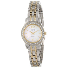Seiko SUP126 Women's Classic Solar Swarovski Crystals Two Tone Steel Power Reserve Watch