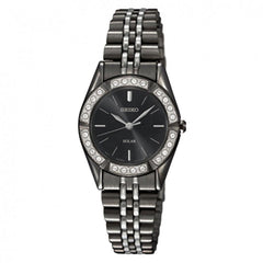 Seiko SUP203 Women's Solar Black Dial Black IP Steel Bracelet Watch
