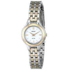 Seiko SUP210 Women's Core Solar Classic White Dial Two Tone Yellow Gold Steel Watch