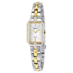 Seiko SUP234 Women's Core Solar White MOP Dial Two Tone Stainless Steel Diamond Watch