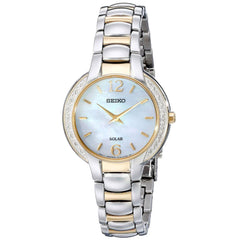 Seiko SUP254 Women's Core Solar Classic MOP Dial Two Tone Steel Diamond Watch
