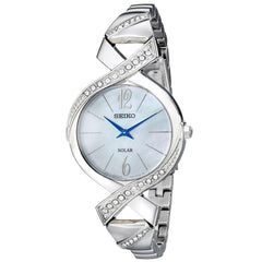 Seiko SUP263 Women's Core Solar MOP Dial Steel Bracelet Swarovski Crystal Accented Watch