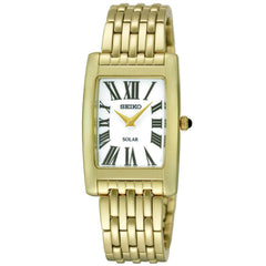 Seiko SUP270 Women's Solar Core Quartz White Dial Yellow Gold Steel Bracelet Watch