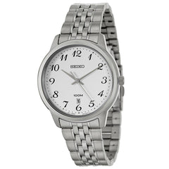 Seiko SUR041 Men's Easy Reader White Dial Stainless Steel Bracelet Watch
