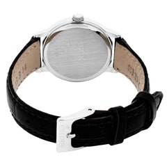 Seiko SUR823 Women's Easy Reader White Dial Black Leather Strap Watch