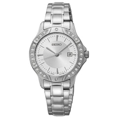 Seiko SUR853 Women's Crystal Silver Dial Stainless Steel Watch