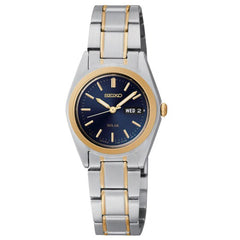 Seiko SUT110 Women's Dress Solar Blue Dial Two Tone Steel Quartz Date Watch