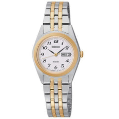 Seiko SUT116 Women's Dress Solar White Dial Two Tone Steel Quartz Date Watch