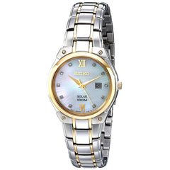 Seiko SUT214 Women's Solar Core MOP Dial Two Tone Steel Diamond Watch