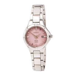 Seiko SUT315 Women's Core Solar Pink Dial Steel Bracelet Power Reserve Watch