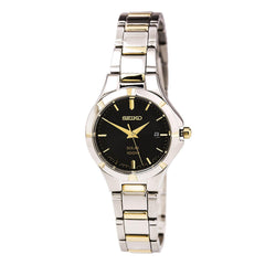 Seiko SUT316 Women's Core Solar Black Dial Two Tone Steel Power Reserve Watch