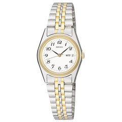 Seiko SWZ144 Women's Dress White Dial Two Tone Steel Bracelet Watch