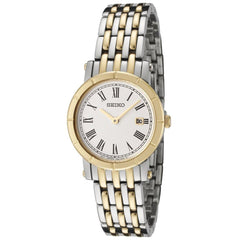 Seiko SXB418P1 Women's Two Tone Steel Quartz White Dial Date Watch
