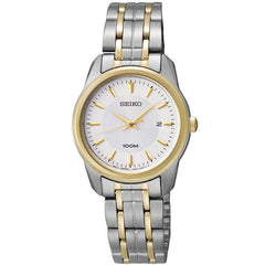 Seiko SXDE68 Women's Silver Dial Two Tone Gold Plated Stainless Steel Bracelet Watch