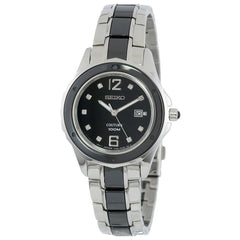 Seiko SXDF01 Women's Coutura Black Dial Black Ceramic & Steel Bracelet Diamond Watch