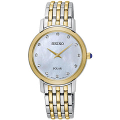 Seiko Women's Diamond Watch - Solar White MOP Dial Two Tone Bracelet | SUP398