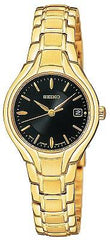 Seiko Women's Gold Black Dial Watch SXDA36