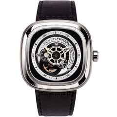 SevenFriday Men's Automatic Watch - P Series Power Reserve Leather Strap | P1B-01