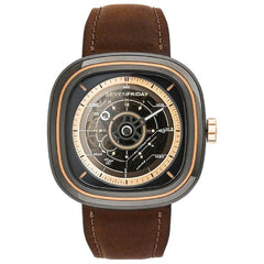 SevenFriday Men's Automatic Watch - T Series Brown Dial Leather Strap | T2-02