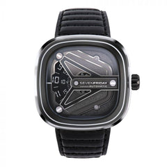 SevenFriday Men's Watch - M-Series Automatic Silver Tone Case Black Strap | M3-08