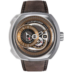 SevenFriday Men's Watch - Q-Series Brown and Black Dial Power Reserve Strap | Q2-02