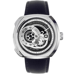 SevenFriday Men's Watch - Q Series Power Reserve Black and Silver Tone Dial | Q1-03