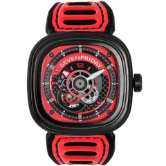 SevenFriday Men's Watch - Racing Team Automatic Black and Red Dial Strap | P3B-06