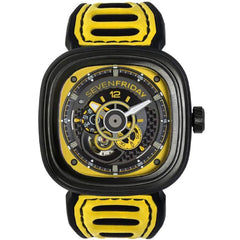 SevenFriday Men's Watch - Racing Team Automatic Black and Yellow Dial Strap | P3B-03