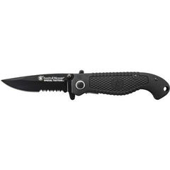 Smith and Wesson Folding Knife - Partially Serrated Black Steel Blade | SWCKTACBSD