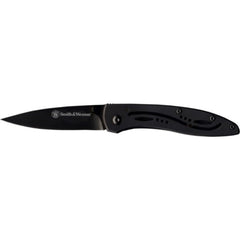 Smith & Wesson Folding Pocket Knife - Drop Point Blade Black Steel Handle | CKLPB