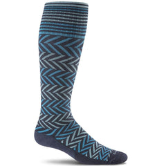 Sockwell Knee High Socks - Full Floral Graduated Compression, Navy | SW7W