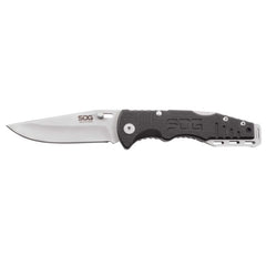 SOG Folding Knife - Salute Mini Bead Blasted Clip Point Plain Steel Blade | FF1001-CP