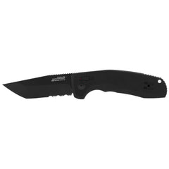 SOG Folding Knife - Tac AU Black Tanto Partially Serrated Edge Blade | 15-38-04-57