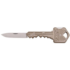 SOG Key Knife - Drop Point Satin Steel Blade Folding with Brass Handle | KEY102-CP