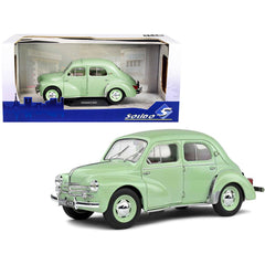 Solido 1/18 Scale Model Car - 1955 Renault 4CV Vert d'Eau Green Real Rubber Tires