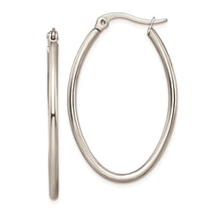 Stainless Steel 25mm Diameter Oval Hoop Earrings