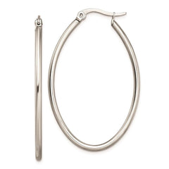 Stainless Steel 30mm Diameter Oval Hoop Earrings