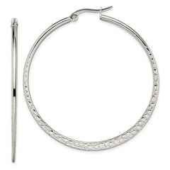 Stainless Steel 50mm Textured Hoop Earrings