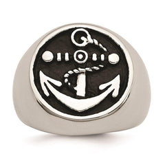 Stainless Steel Antiqued and Polished Anchor Ring