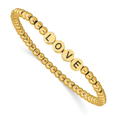Stainless Steel Antiqued and Polished Yellow IP LOVE Stretch Bracelet