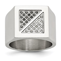 Stainless Steel Black & White Diamond Ring