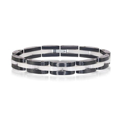 Stainless Steel Black and White Link Bracelet, 8