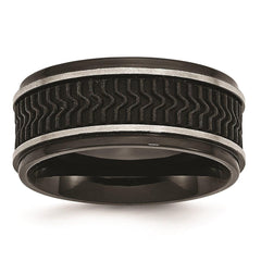 Stainless Steel Black IP-plated w/ Rubber Inlay Ring