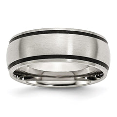 Stainless Steel Black Rubber 8mm Brushed Band